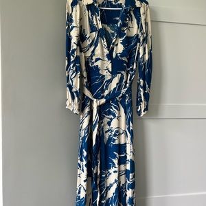 Zara blue and White maxi shirt dress with belt